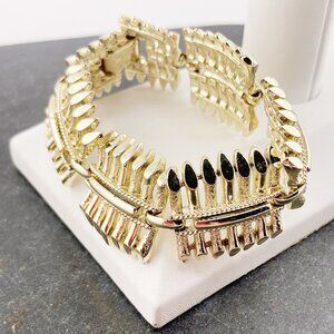 CORO PEGASUS Vintage light silvery gold tone metal picket fence link bracelet